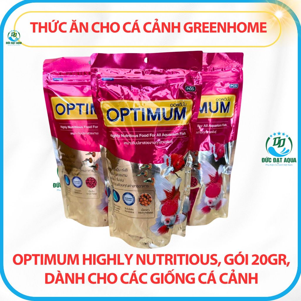 Thức Ăn Cho Cá Cảnh Greenhome, Optimum Highly Nutritious, Gói 100g- 200g, cá vàng, bảy màu 2