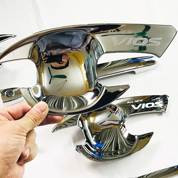 Ốp tay nắm cửa, hõm cửa xe Toyota Vios đời 2003 - 2013 - Mẫu Mạ Crom cao cấp