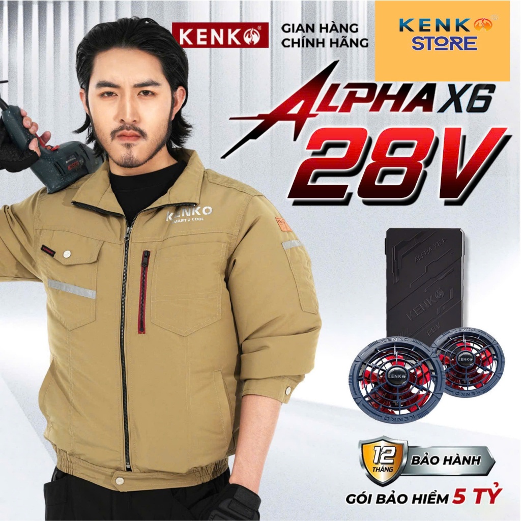 [KENKO STORE] KENKO 28V ALPHA X6. Pin IPX4 chống nước, Quạt cánh dẻo chống dị vật, không hạ áp, Bảo hành 12 tháng!