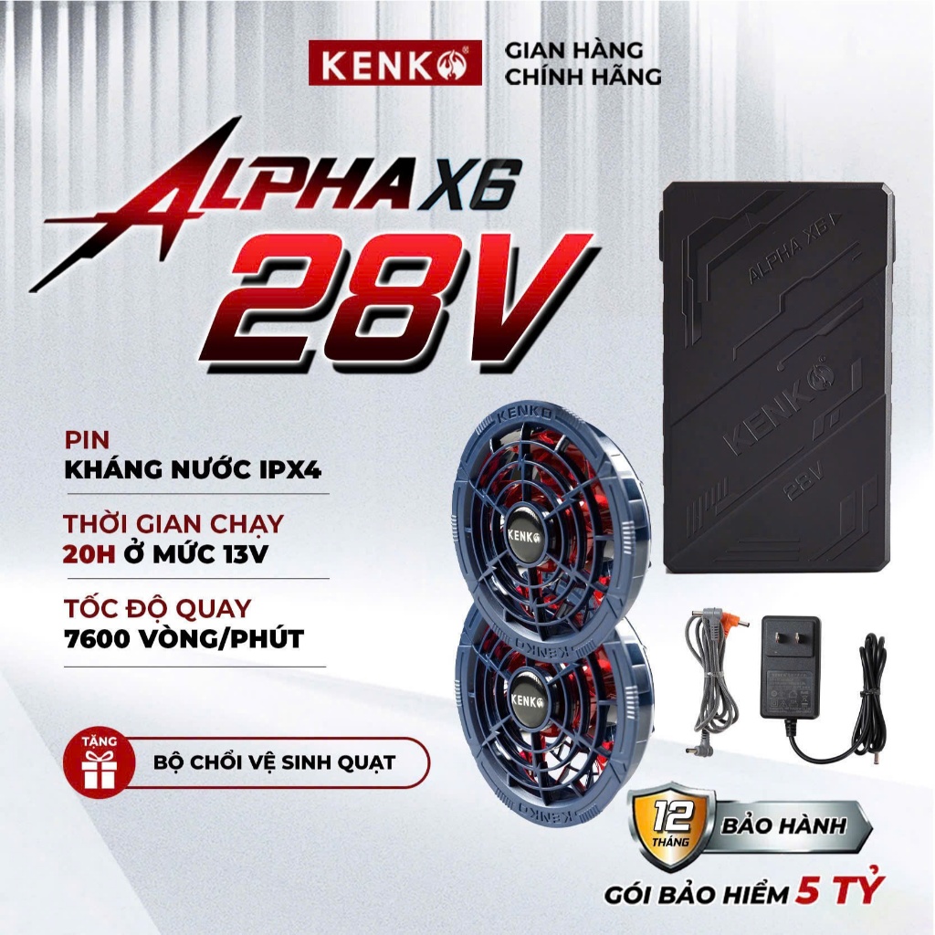 [KENKO STORE] Full bộ phụ kiên 28V (không kèm áo). Đẹp, mát, bền, k hạ áp  Bảo hành 12 tháng
