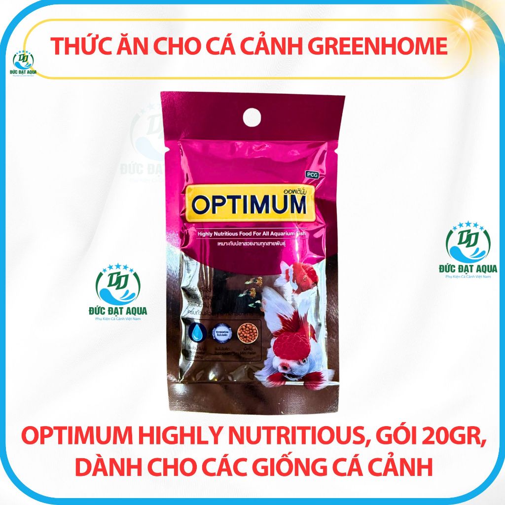 Thức Ăn Cho Cá Cảnh Greenhome, Optimum Highly Nutritious, Gói 20g cá thủy sinh 6