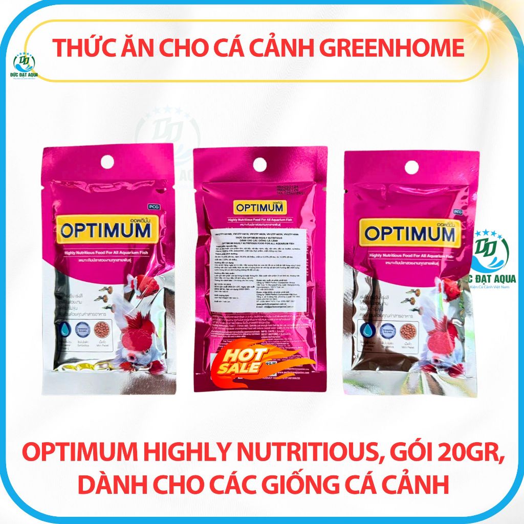 Thức Ăn Cho Cá Cảnh Greenhome, Optimum Highly Nutritious, Gói 20g cá thủy sinh 5