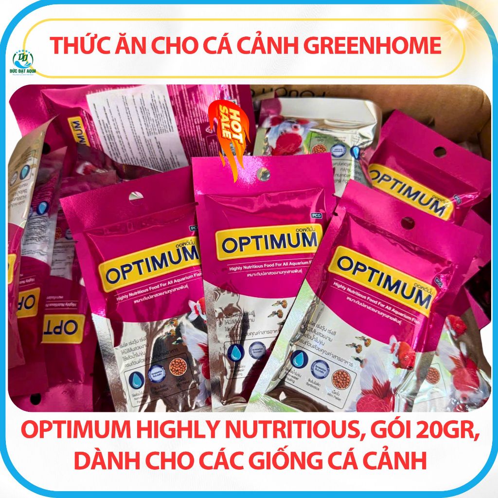 Thức Ăn Cho Cá Cảnh Greenhome, Optimum Highly Nutritious, Gói 20g cá thủy sinh 4