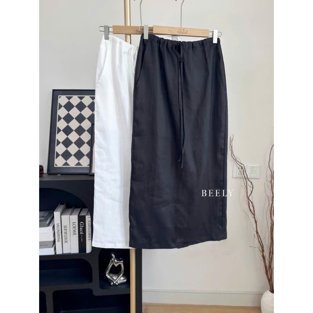 𝗔𝗻𝗶 𝗦𝗵𝗶𝗿𝘁- Chân váy Linen dáng midi 2 lớp BEELY