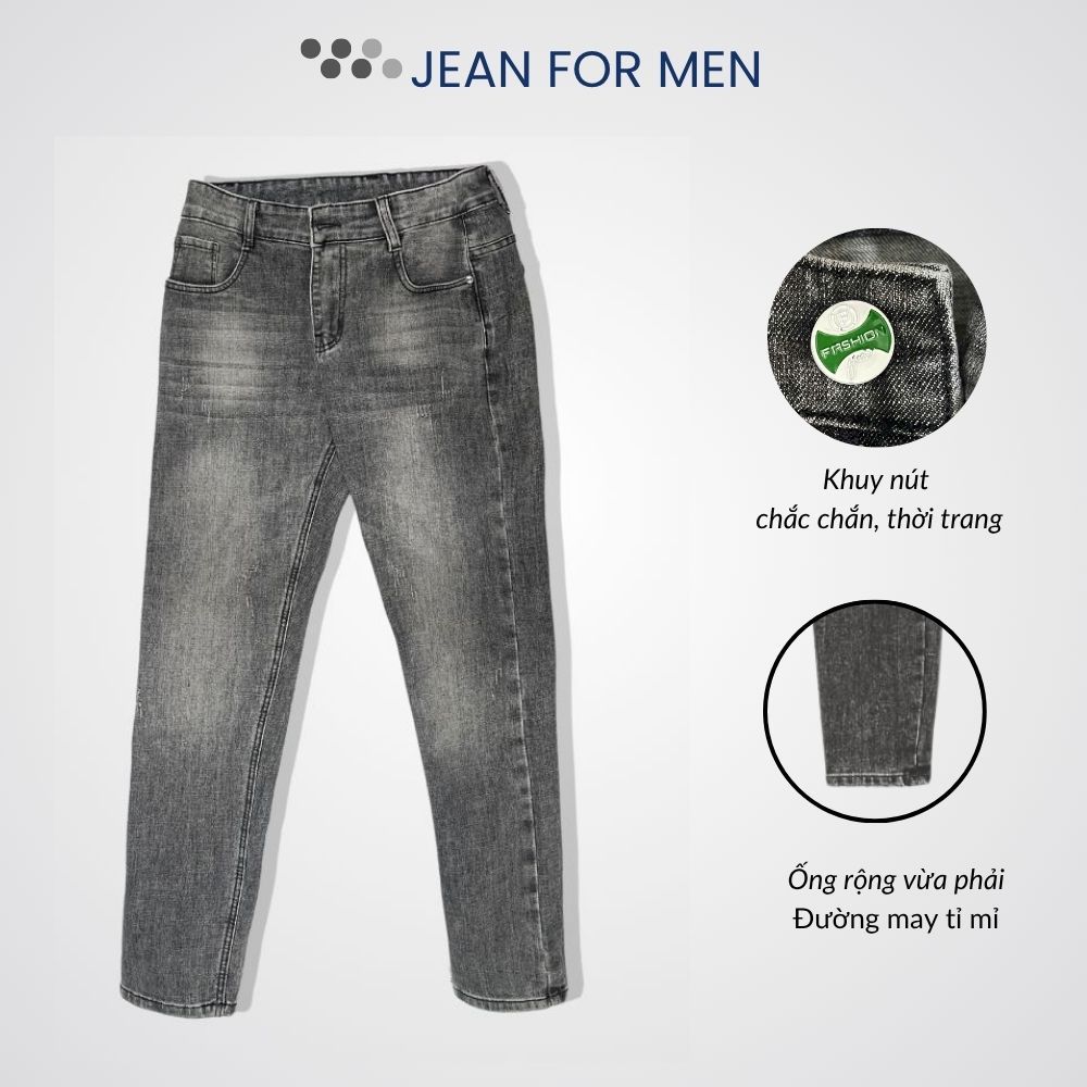 Quần jean nam dài - Quần bò dài màu xám tro cao cấp vải DENIM co dãn fom slimfit ,dễ phối đồ