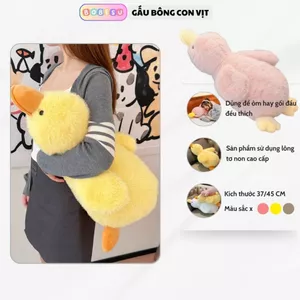 Gấu bông vịt tơ dáng nằm lông tơ non cao cấp, Vịt bông dùng ôm hay ôm ngủ lông tơ mịn mềm mại
