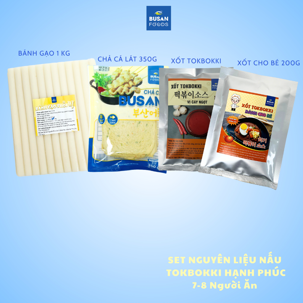 Bánh Gạo Tokpokki (KHÔNG GIAO M.BẮC) - Set Tokbokki Tự Nấu Gồm Bánh Gạo,Chả Cá Và 2 Gói Xốt Cay Và Không Cay Busan Foods