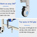 Giường Bệnh Nhân, Giường Y Tế Đa Năng 2 Tay Quay Nâng Hạ Lưng Và Chân, Có Bàn Ăn Và Cây Truyền Dịch Tiện Lợi — ảnh 6