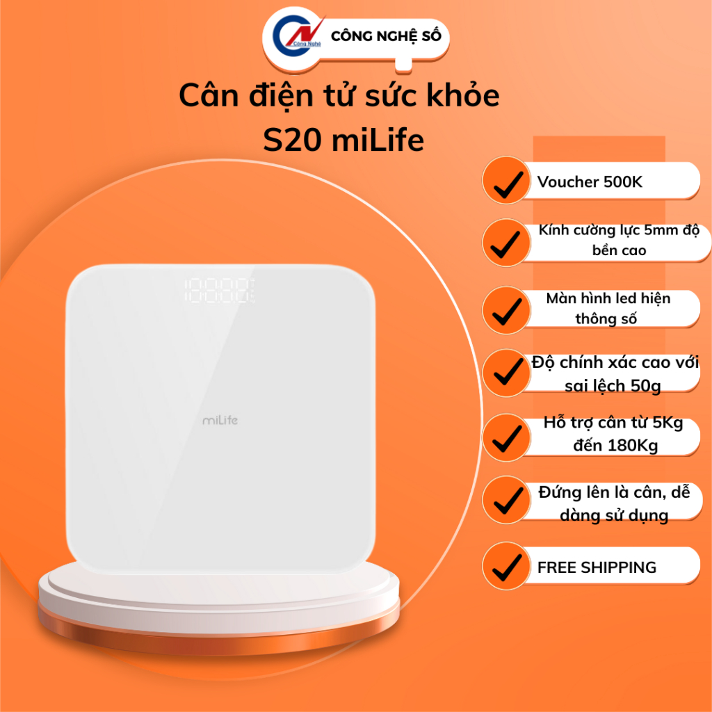 Cân thông minh miLife S40 - S20 phân tích tỷ lệ mỡ, béo phì, kết nối ...