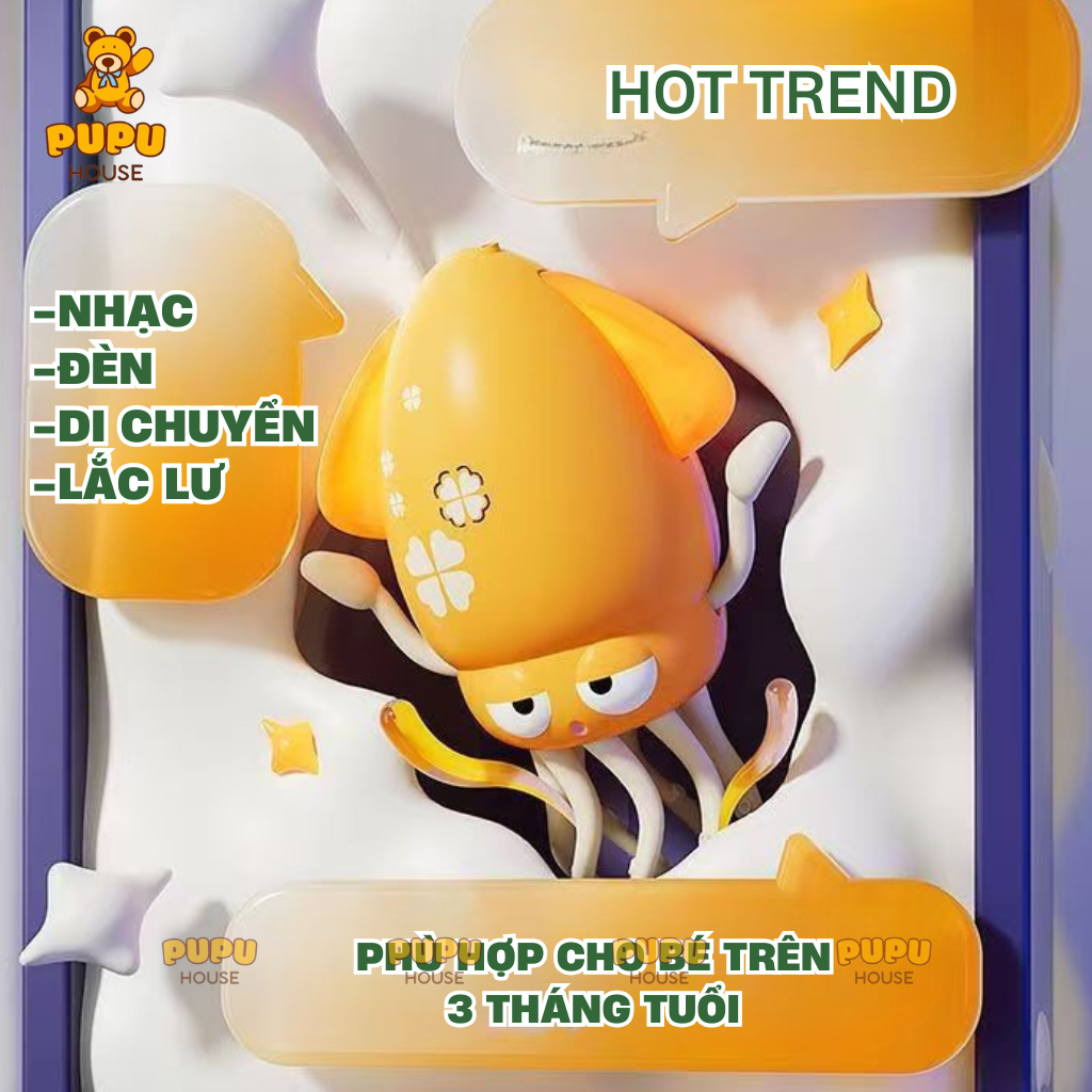 Đồ Chơi Bạch Tuộc Nhảy Múa Khiêu vũ Squid Mực Hot Trend Mực Xoay Di Chuyển Lắc Lư- Đồ Chơi PUPU HOUSE