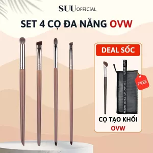 Set 4 Cọ Đa Năng OVW Trang Điểm Mắt Mũi Kẻ Mày Che Khuyết Điểm Chuyên Nghiệp Cán Gỗ