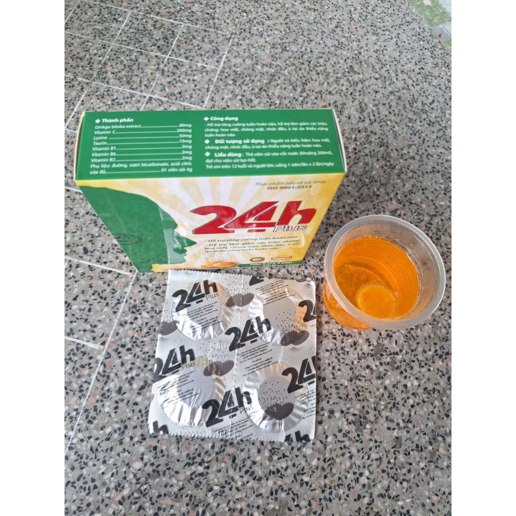 (Hộp 20 Viên Sủi Tăng Cường Tuần Hoàn Máu Não) Sủi 24h Plus, Sủi GinKgo, Giảm Nhanh Hoa Mắt Chóng Mặt