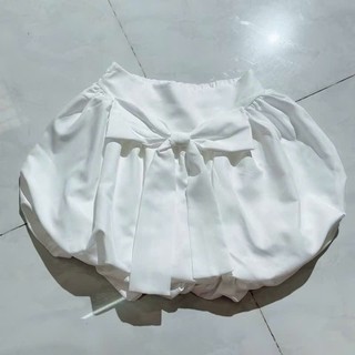 Chân Váy Nữ Bí Ngô Pumpkin Ngắn Đính Nơ To Có Quần Bảo Hộ Bên Trong Chất Vải Voan WCV012