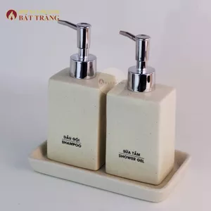 Bình Sứ Đựng Sữa Tắm, Nước Rửa Tay, Dầu Gội Gốm Bát Tràng Dùng Cho Khách sạn, Bình Sứ Dáng Chữ Nhật