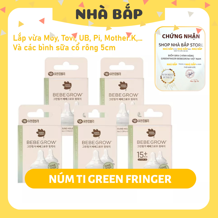 Núm ti Green Finger chính hãng, núm ti 2 van thoát khí (vừa bình sữa ...