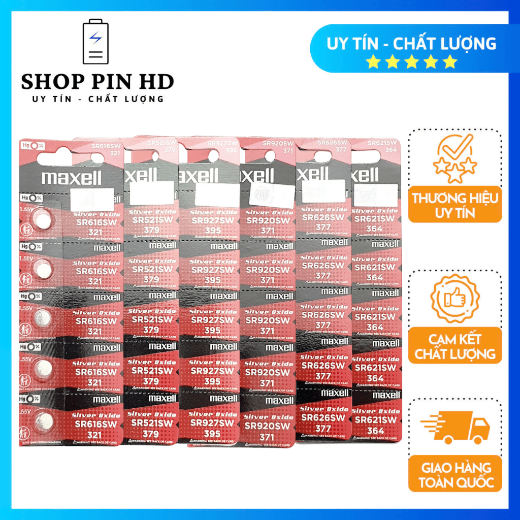 Vỉ 5 Viên Pin Đồng Hồ Maxell SR621SW / SR626SW / SR920SW / SR616SW 100% ...