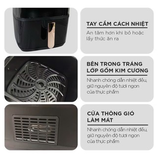 Nồi chiên không dầu 10,5L Nine Shield - Thiết kế mặt kính độc đáo - Bảo hành 12 tháng