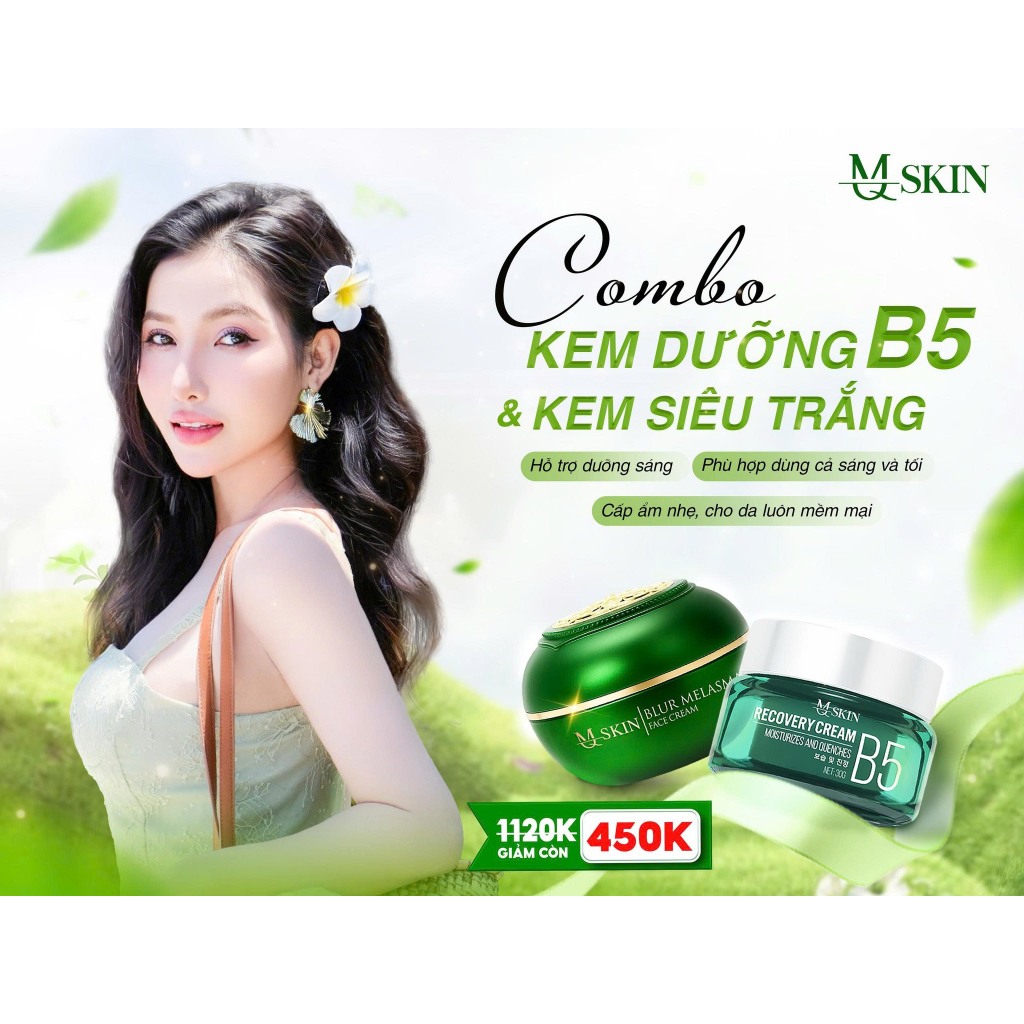 [TẶNG 2 NẠ] MQSKIN Combo Dưỡng Da Đẹp B5 & Kem Dưỡng Trắng Tặng 2 Nạ Phục Hồi Làm Sáng Da Hiệu Quả