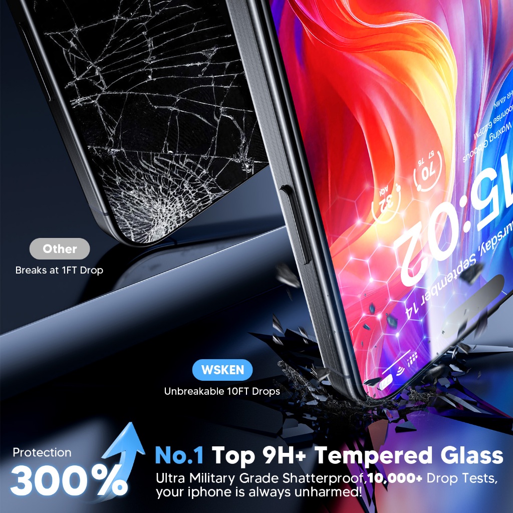 WSKEN Kính cường lực cho iPhone 11/12/13/14/15/16/17/X/XR/XS MAX Pro Max Plus HD chống trầy xư.ớc và bảo vệ quyền riêng
