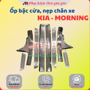 Ốp bậc cửa, nẹp bước chân xe Kia Morning 2012 - 2021, 2023, 2024, 2025 Inox cao cấp, sáng bóng
