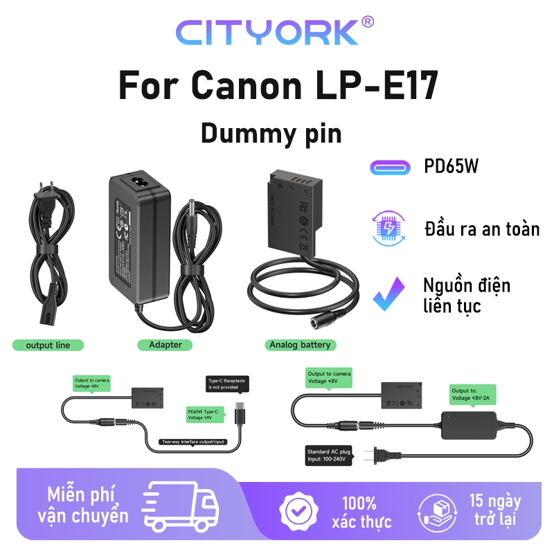 CITYORK Pin Ảo/Giả Pin/Dummy Pin LP-E17 cho Máy ảnh Canon EOS M3 M5 M6 ...
