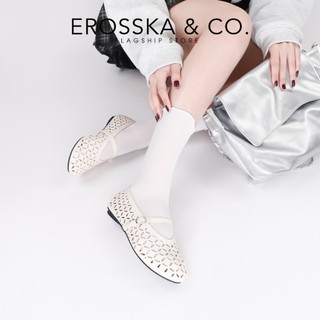 [Erosska] - Giày búp bê nữ lưới quai ngang kiểu dáng đơn giản cao 1cm màu kem - EL065