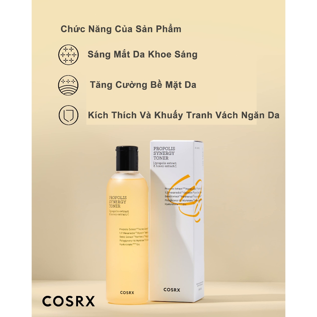 Nước hoa hồng Propolis Synergy Toner Cosrx Chống Lão Hóa chiết xuất từ keo mật ong 280ml