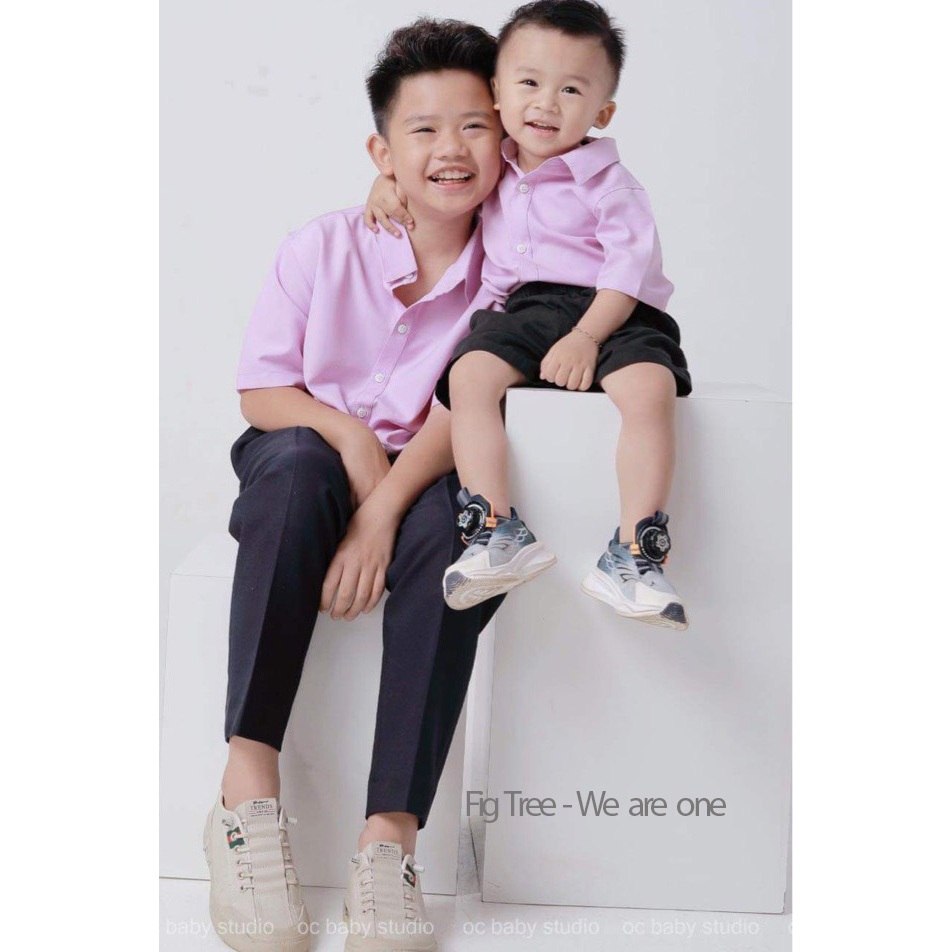 Combo Áo Sơ Mi Gia Đình Fig Tree Màu Tím Ngọt ngào, Set gia đinh đi tiệc siêu xinh