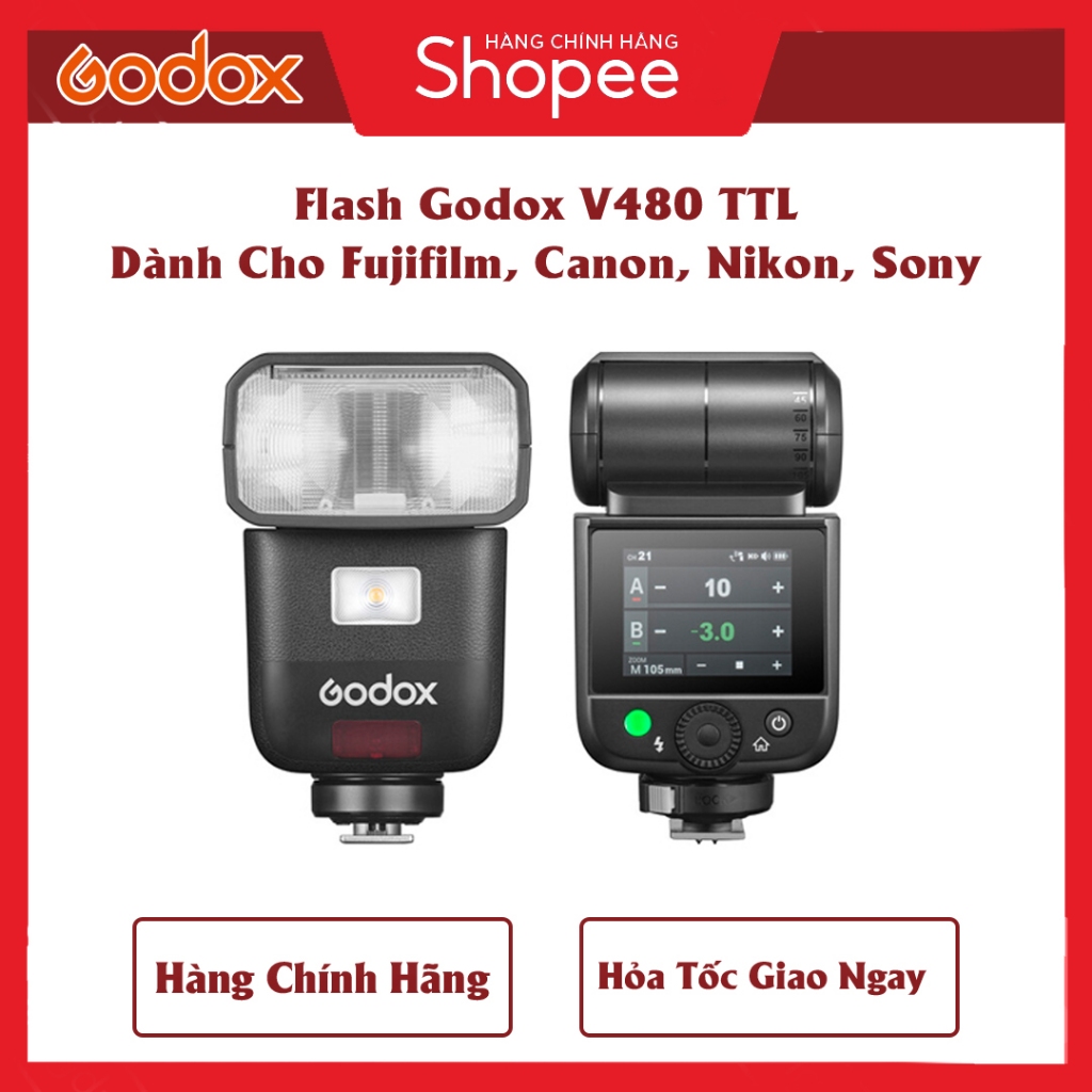 Đèn Flash Godox V480 TTL for Fujifilm, Sony, Canon, Nikon - Tặng kèm ...