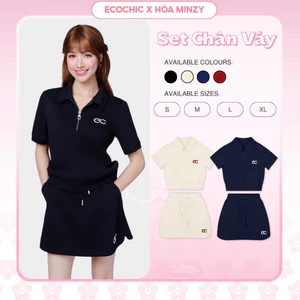 Set Bộ Chân Váy ECOCHIC DREAM FIT SET Áo Crop Cổ Polo Halfzip Phối Chân Váy Chất Liệu Cao Cấp Mềm Mịn Chính Hãng B171