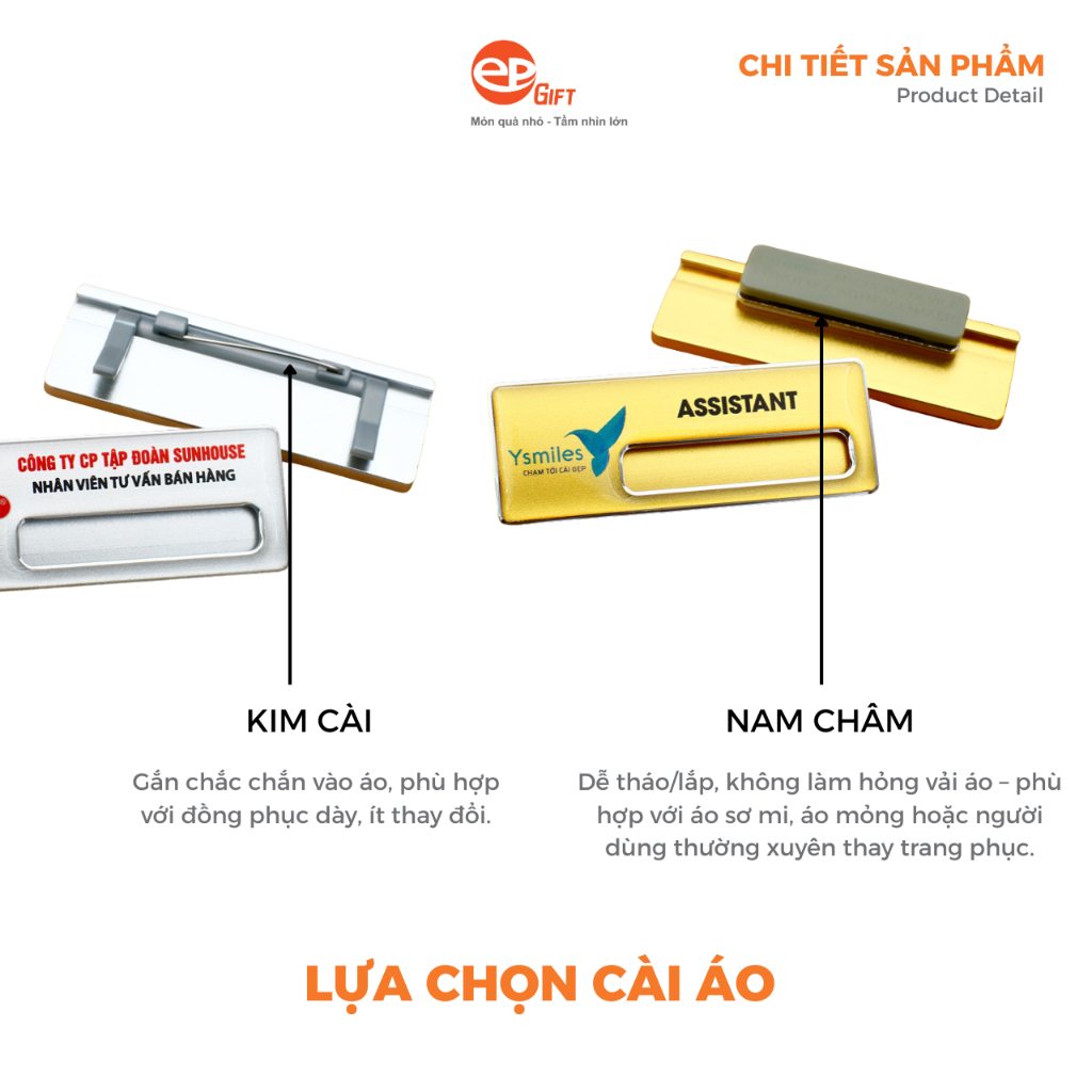 Phôi Bảng Tên Nhân Viên 04 Bằng Kim Loại Hợp Kim Nhôm 2 Màu Kèm Phụ Kiện Kim Cài Hoặc Nam Châm