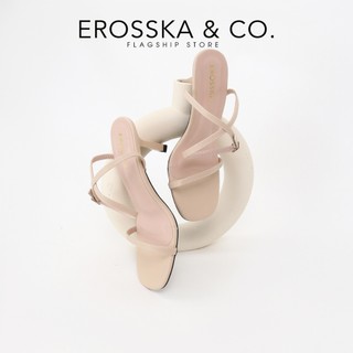 Erosska Kya - Giày sandal cao gót nữ mũi vuông phong cách đơn giản màu đen cao 7cm - EB076