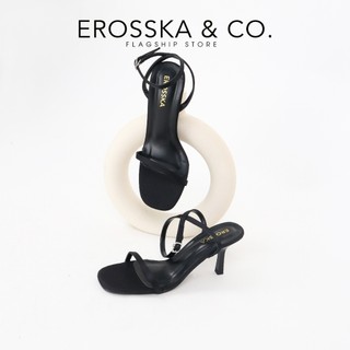 Erosska Kya - Giày sandal cao gót nữ mũi vuông phong cách đơn giản màu đen cao 7cm - EB076