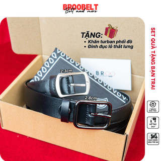 Combo thắt lưng nam Broobelt, set dây nịt lưng xịn làm quà tặng người yêu, bạn trai kèm quà tặng