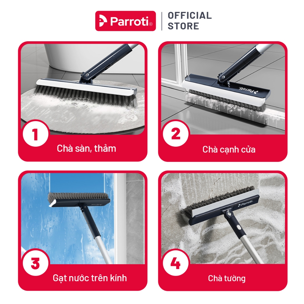 Cây chà sàn nhà tắm, chổi cọ sàn và gạt nước 2 trong 1– Parroti Easy ES04