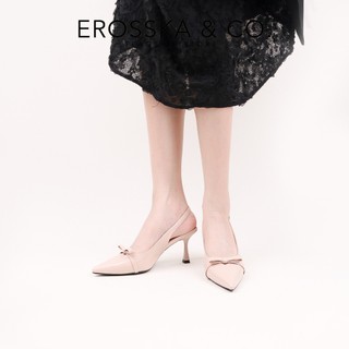 [EROSSKA] - Giày cao gót nữ mũi nhọn phối nơ kiểu dáng thanh lịch màu đen cao 8cm  - EH044