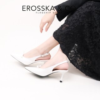 [EROSSKA] - Giày cao gót nữ mũi nhọn phối nơ kiểu dáng thanh lịch màu đen cao 8cm  - EH044