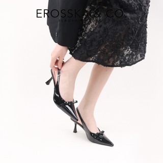 [EROSSKA] - Giày cao gót nữ mũi nhọn phối nơ kiểu dáng thanh lịch màu đen cao 8cm  - EH044