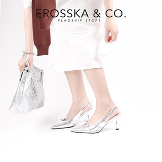 [EROSSKA] - Giày cao gót nữ mũi nhọn phối nơ kiểu dáng thanh lịch màu đen cao 8cm  - EH044