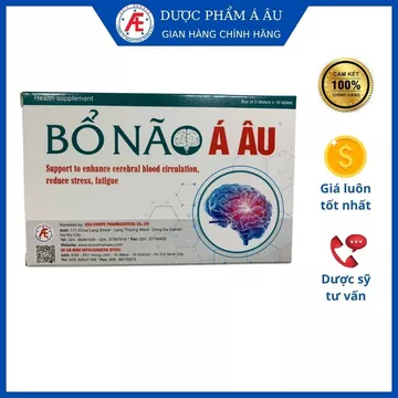 Bổ Não Á ÂU hộp 30 viên giúp tăng cường tuần hoàn máu não, giảm căng thẳng mệt mỏi do thiểu năng tuần hoàn