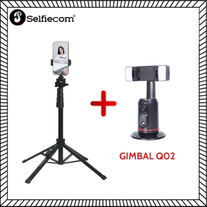 Combo Gậy Chụp Ảnh Yunteng XC 90 và Gimbal Q02 Xoay 360° Tự Động - Phụ Kiện Quay Vlog, Livestream