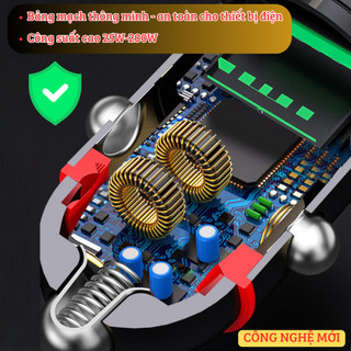 Tẩu sạc xe ô tô cao cấp gồm cổng USB + type C nhanh - an toàn. Tẩu sạc xe hơi công suất cao 25W-200W