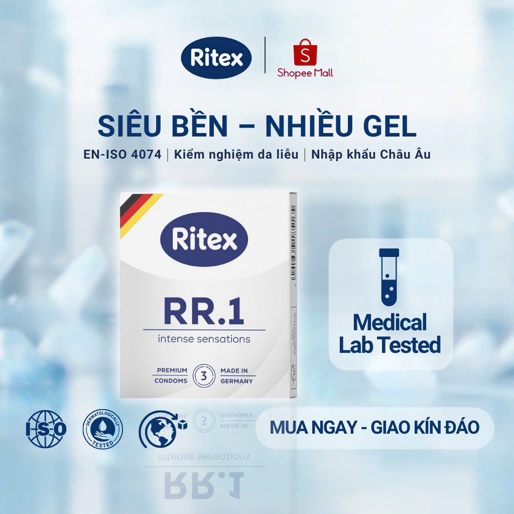 Bao Cao Su RITEX RR.1 Đức Siêu Bền Nhiều Gel – Trơn Mượt, Không Gây Tê ...
