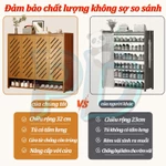 Tủ giày gỗ tre cửa mây đan Kệ chứa đồ nhiều tầng​ Tủ để giày dép thông minh nhiều ngăn Tủ tích trữ — ảnh 3