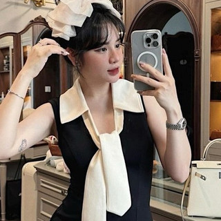 Đầm nữ BA lỗ Dáng Ôm Phối Cổ Sơ Mi Lịch Sự