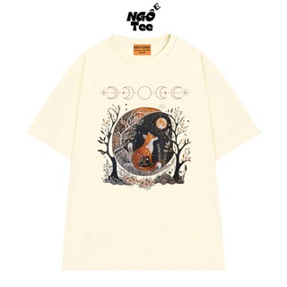 Áo Thun Nam Nữ NGỐ TEE Chú Cáo Giữa Mặt Trắng Chất Vải Cotton 75 Thoáng Mát Mềm Mịn Form Rộng