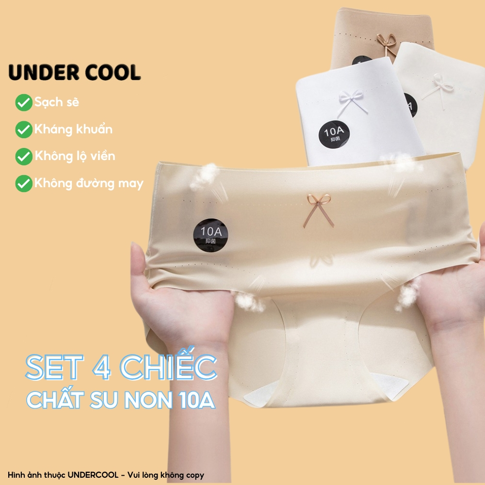 Set 4 Quần Lót Su 10A UNDERCOOL, Co Giãn, Mềm Mịn, Không Viền, Kháng Khuẩn - Combo 4 Quần Lót Su Nữ Không Lằn QL61