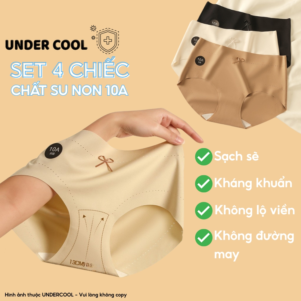 Set 4 Quần Lót Su 10A UNDERCOOL, Co Giãn, Mềm Mịn, Không Viền, Kháng Khuẩn - Combo 4 Quần Lót Su Nữ Không Lằn QL61