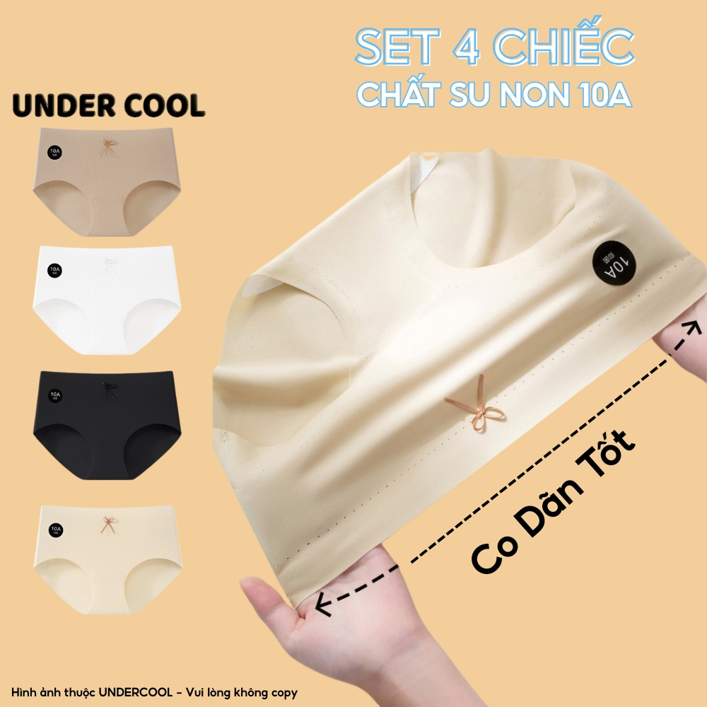Set 4 Quần Lót Su 10A UNDERCOOL, Co Giãn, Mềm Mịn, Không Viền, Kháng Khuẩn - Combo 4 Quần Lót Su Nữ Không Lằn QL61