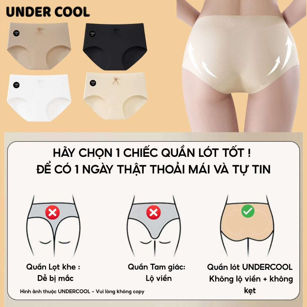 Set 4 Quần Lót Su 10A UNDERCOOL, Co Giãn, Mềm Mịn, Không Viền, Kháng Khuẩn - Combo 4 Quần Lót Su Nữ Không Lằn QL61